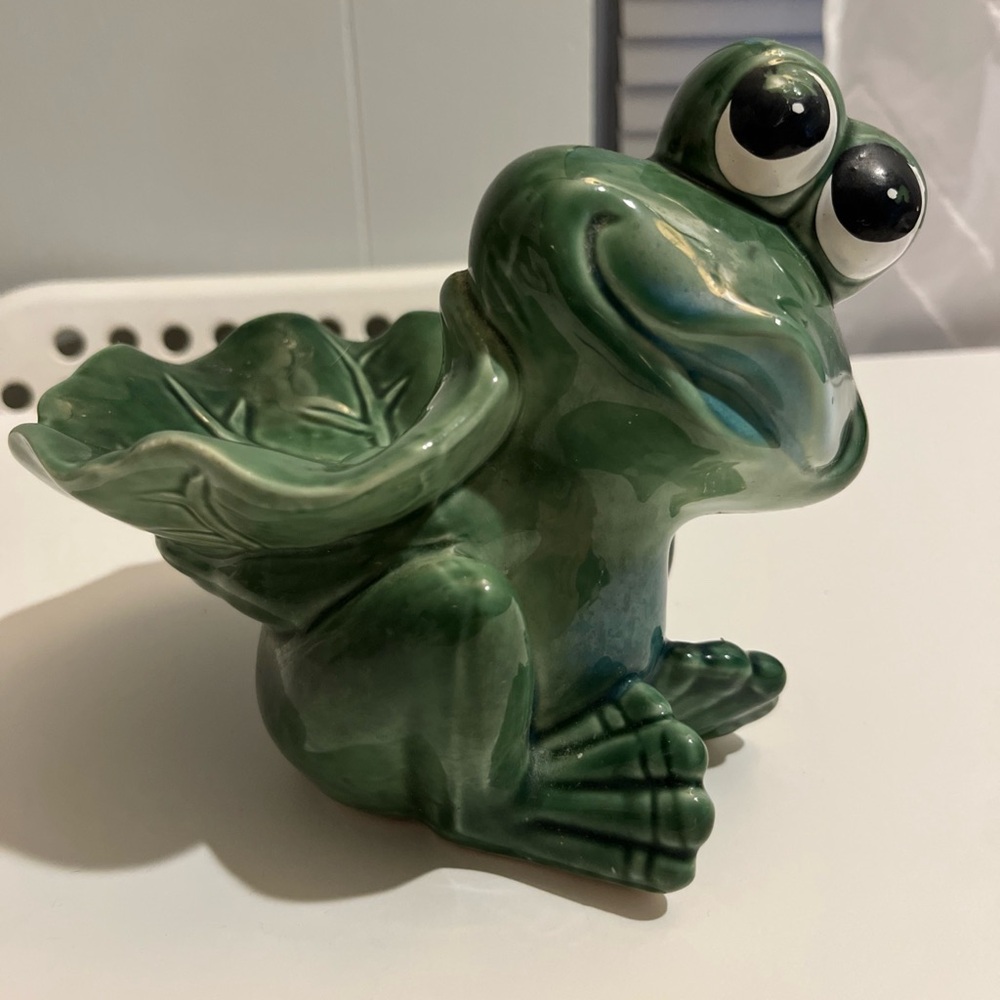 Vintage Bar Soap Holder  Figurine Apropos Home-Collection Ceramic Green Frog MCM
